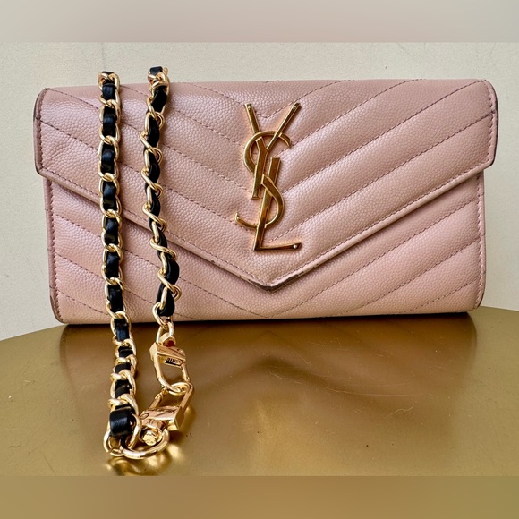 YSL CROSSBODY CLUTCH CHAIN WALLET PINK! - Picture 1 of 7